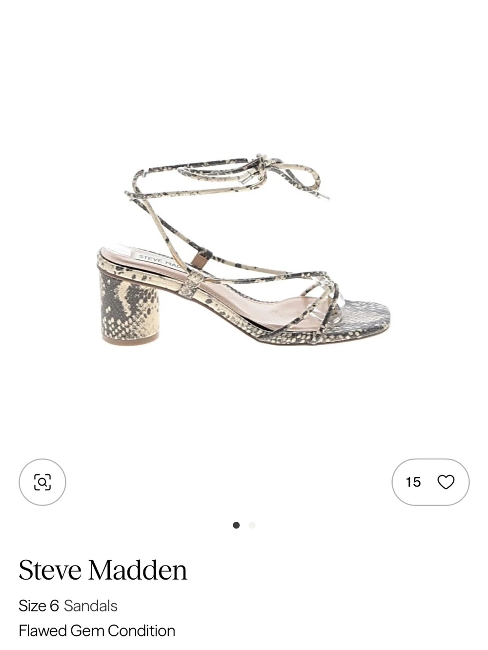 Steve Madden Black & White Snake-Print Lace-Up Sandals